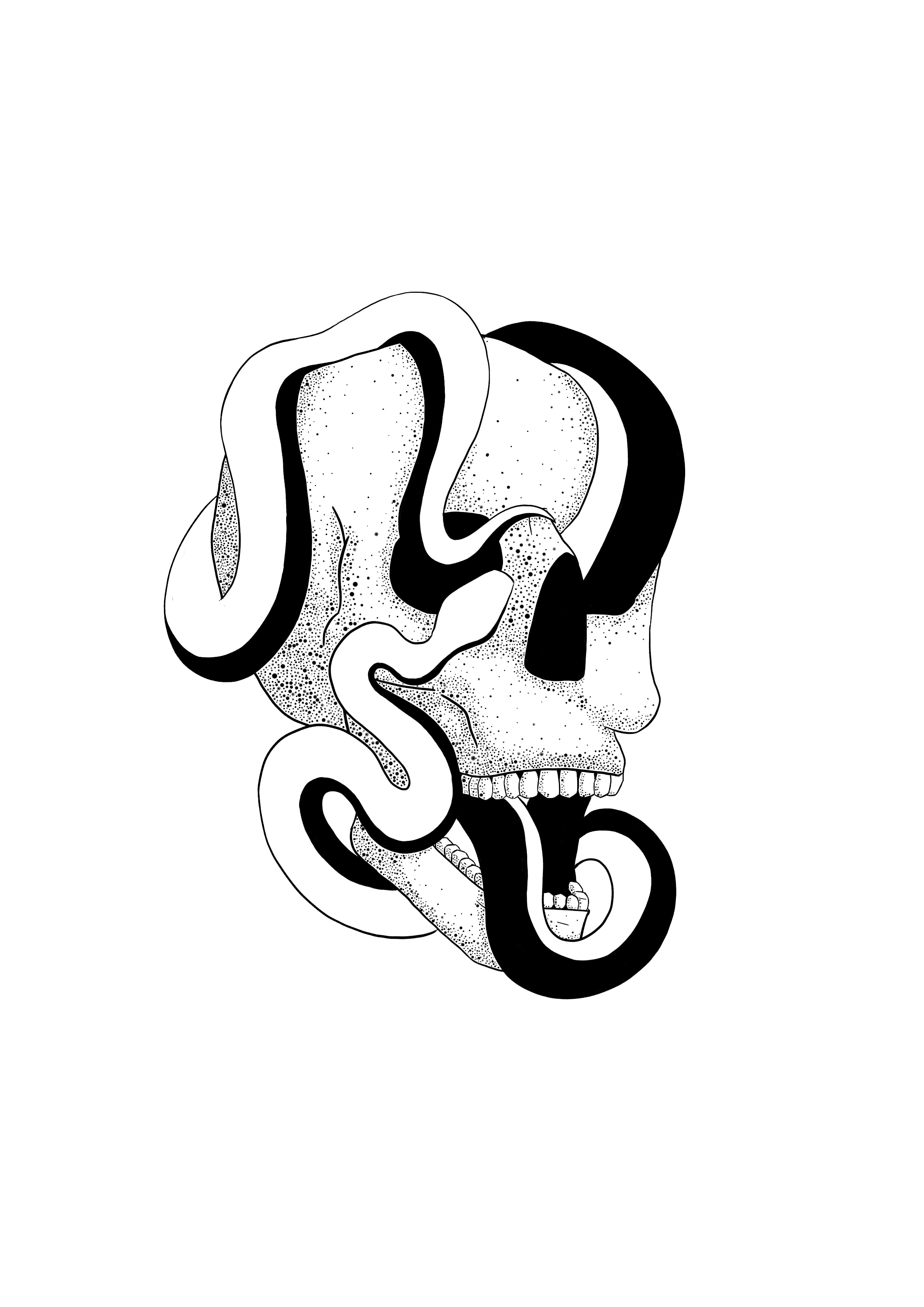 Serpent autour d'un crâne